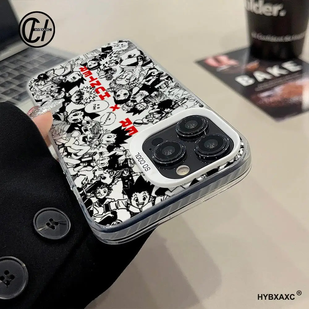 Black HUNTERÃHUNTER Hot Anime Phone Case FOR IPhone 17 16 15 Pro MAX 14 13 12 16e 15Pro Plus Shell 17Air Silver Shell IMD Covers