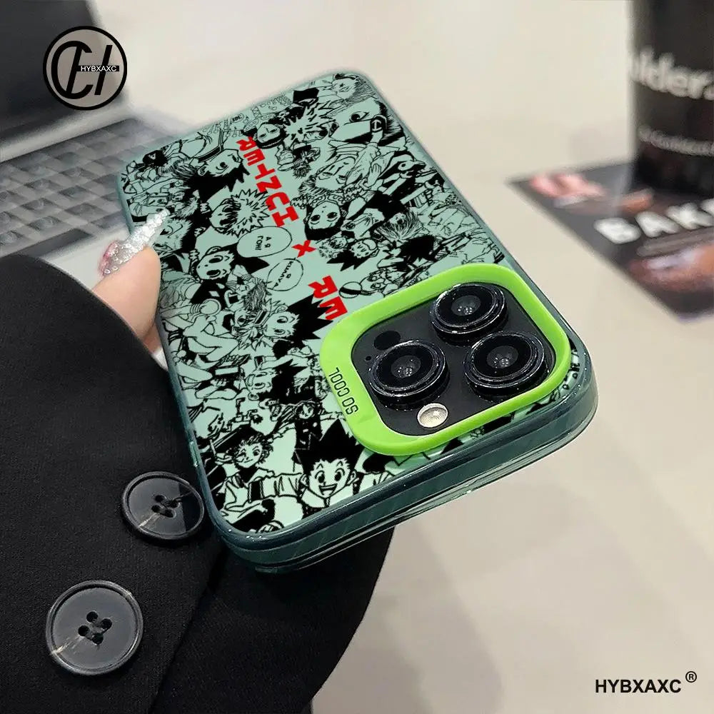 Black HUNTERÃHUNTER Hot Anime Phone Case FOR IPhone 17 16 15 Pro MAX 14 13 12 16e 15Pro Plus Shell 17Air Silver Shell IMD Covers