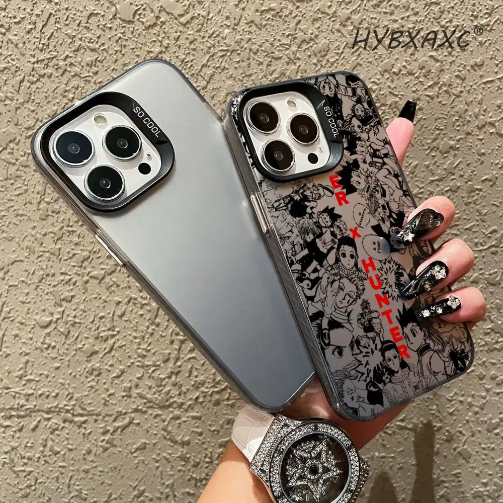 Black HUNTERÃHUNTER Hot Anime Phone Case FOR IPhone 17 16 15 Pro MAX 14 13 12 16e 15Pro Plus Shell 17Air Silver Shell IMD Covers