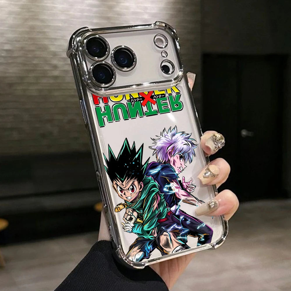 Hot HUNTERSÃHUNTERS KilluaS Plating Phone Case For iPhone 17 17e 16e 16 15 14 13 12 11 Pro Max X Mini Air Plus Anti-Fall Airabag