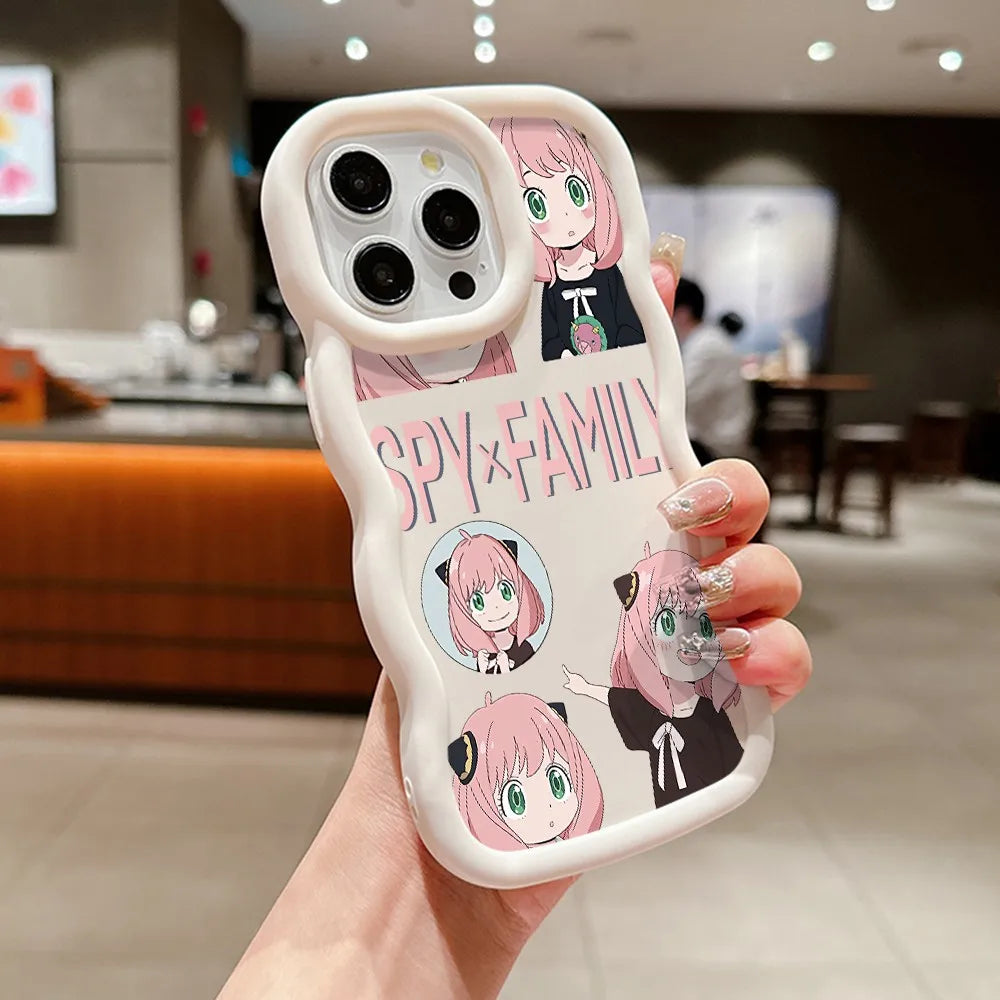 SPYÃFAMILY Anya Forger Phone Case for iPhone 16 16e 15 14 Plus 13 12 11 iPhone16 Pro Max X Xs XR 7 8 e Wave Soft Capa CASE Funda