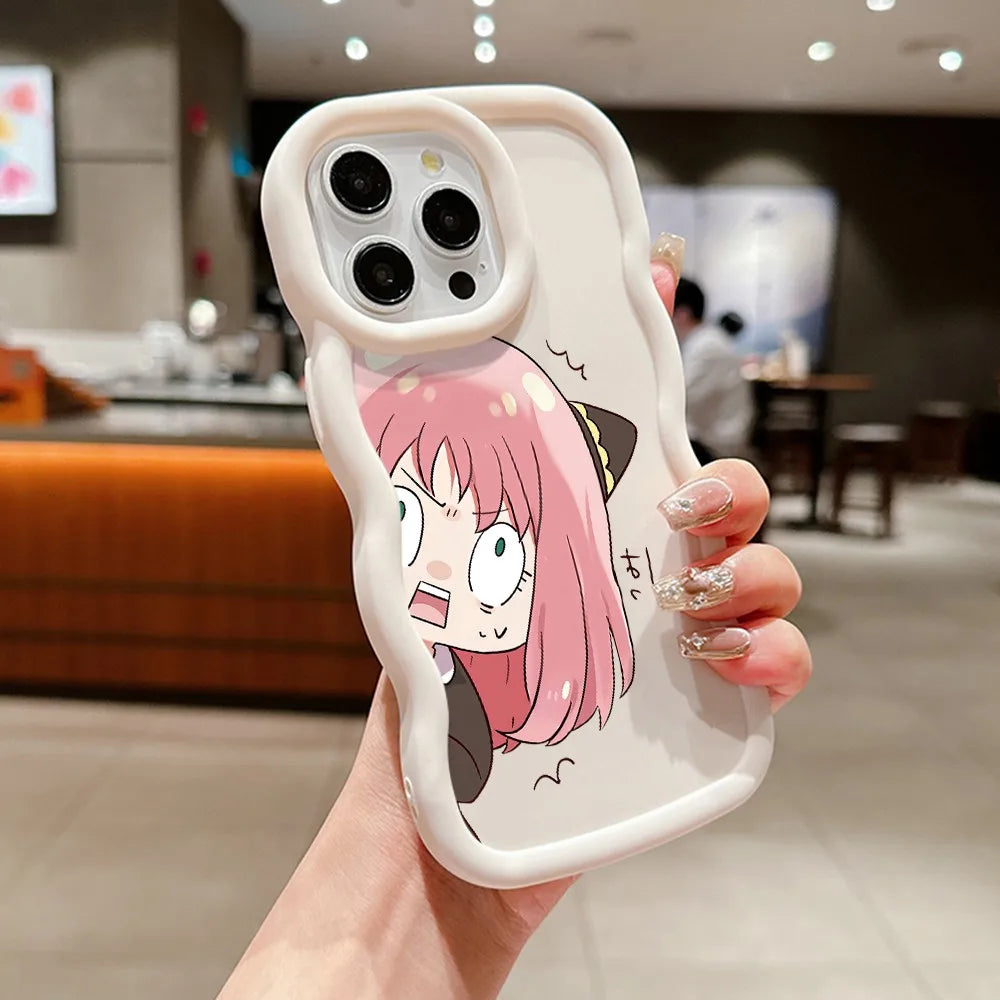 SPYÃFAMILY Anya Forger Phone Case for iPhone 16 16e 15 14 Plus 13 12 11 iPhone16 Pro Max X Xs XR 7 8 e Wave Soft Capa CASE Funda