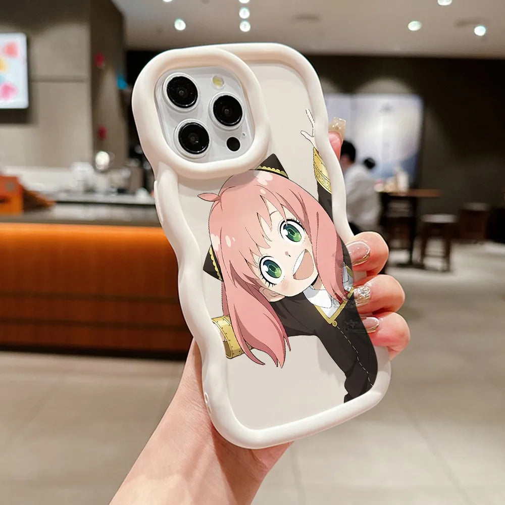 SPYÃFAMILY Anya Forger Phone Case for iPhone 16 16e 15 14 Plus 13 12 11 iPhone16 Pro Max X Xs XR 7 8 e Wave Soft Capa CASE Funda