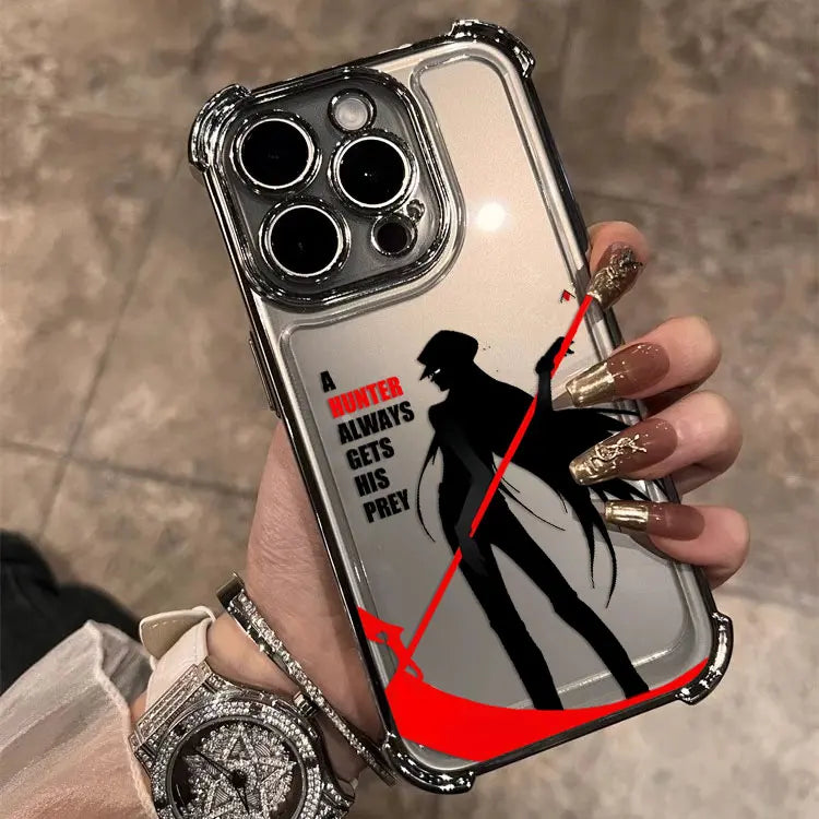 Black Hot Anime HUNTERÃHUNTER Plating Case For Samsung S25 S24 S23 S22 S21 S20 FE Note20 Plus Ultra 4G 5G Anti Fall Airbag Cover