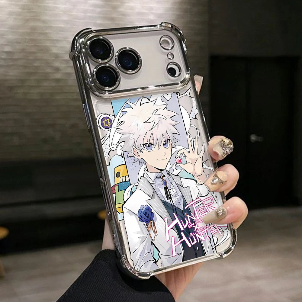 Hot HUNTERSÃHUNTERS KilluaS Plating Phone Case For iPhone 17 17e 16e 16 15 14 13 12 11 Pro Max X Mini Air Plus Anti-Fall Airabag