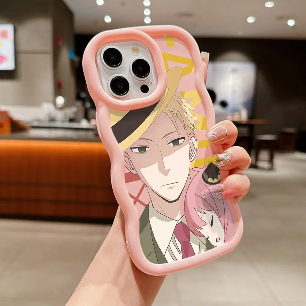 SPYÃFAMILY Anya Forger Phone Case for iPhone 16 16e 15 14 Plus 13 12 11 iPhone16 Pro Max X Xs XR 7 8 e Wave Soft Capa CASE Funda