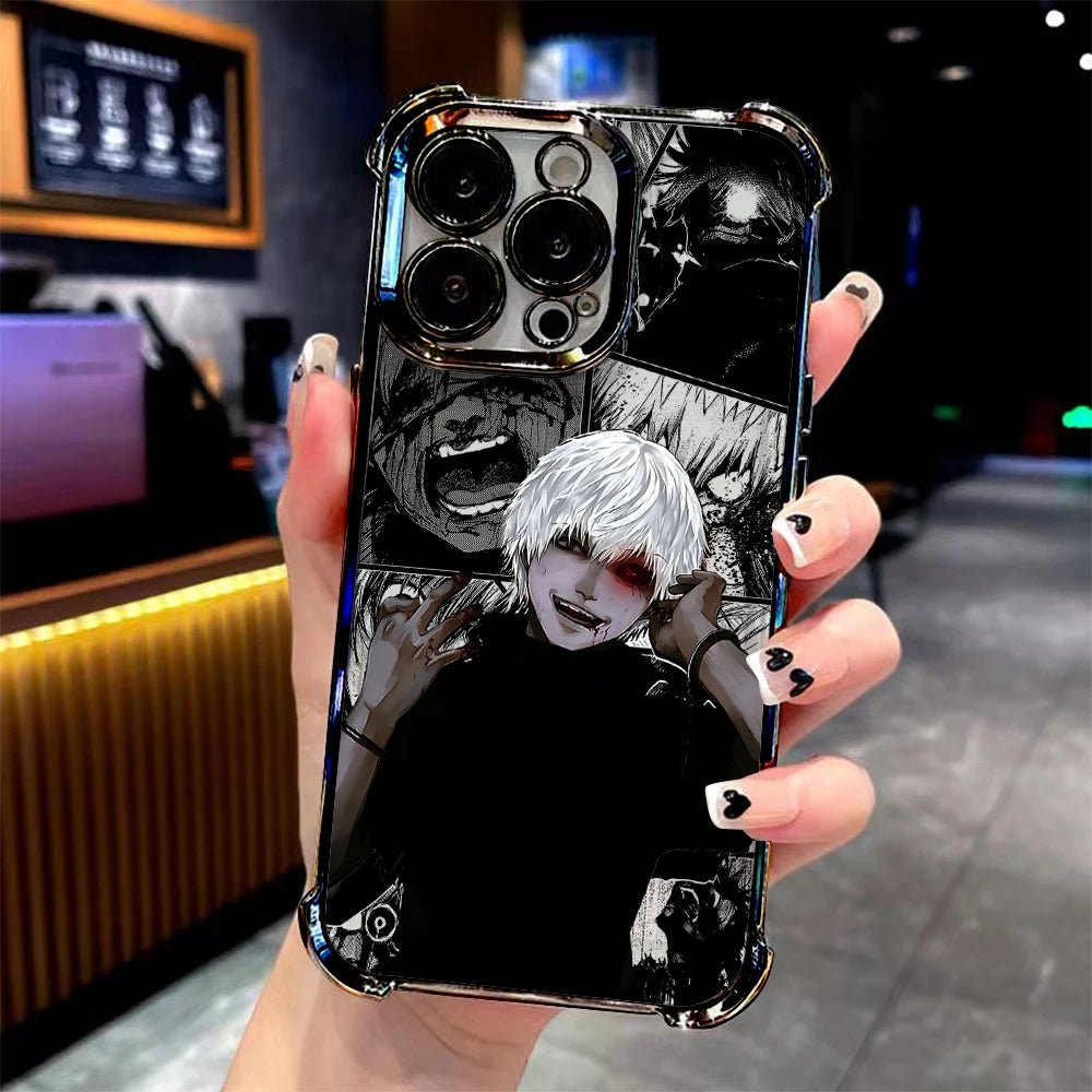 Anime cool Tokyo Ghoul Plating Phone Case For Xiaomi 15 14 13 Poco F4 F5 X7 X6 X5 X3 Pro Ultra 4G 5G Anti Fall Airbag Back Cover