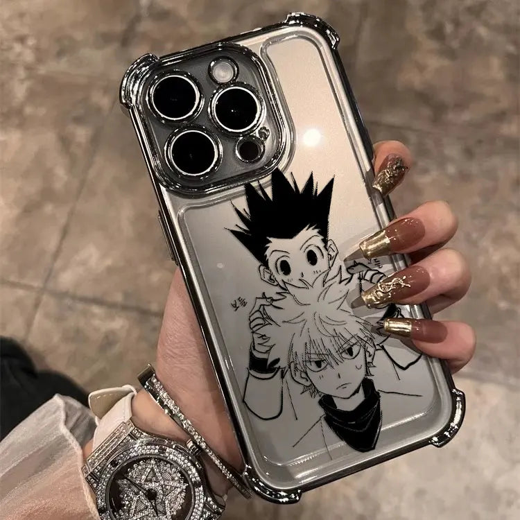 Black Hot Anime HUNTERÃHUNTER Plating Case For Samsung S25 S24 S23 S22 S21 S20 FE Note20 Plus Ultra 4G 5G Anti Fall Airbag Cover