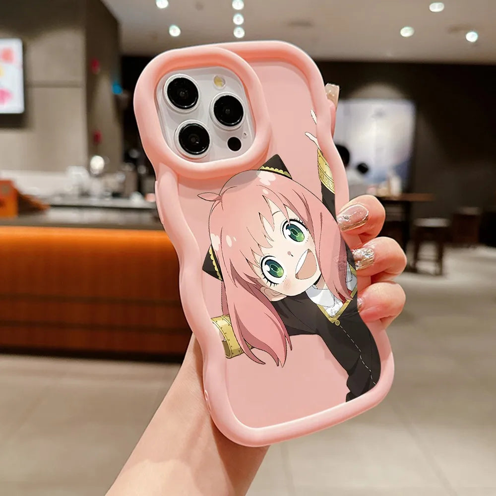 SPYÃFAMILY Anya Forger Phone Case for iPhone 16 16e 15 14 Plus 13 12 11 iPhone16 Pro Max X Xs XR 7 8 e Wave Soft Capa CASE Funda