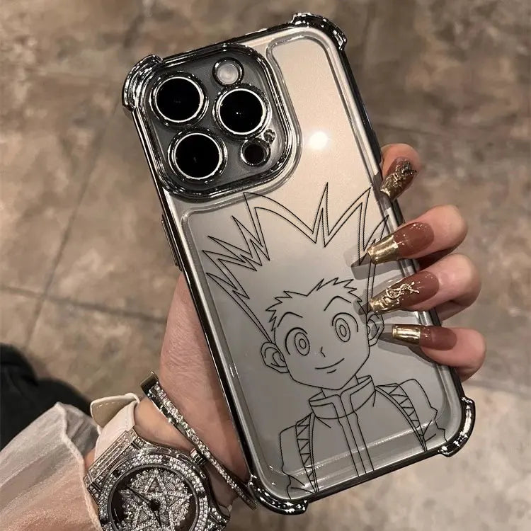 Black Hot Anime HUNTERÃHUNTER Plating Case For Samsung S25 S24 S23 S22 S21 S20 FE Note20 Plus Ultra 4G 5G Anti Fall Airbag Cover