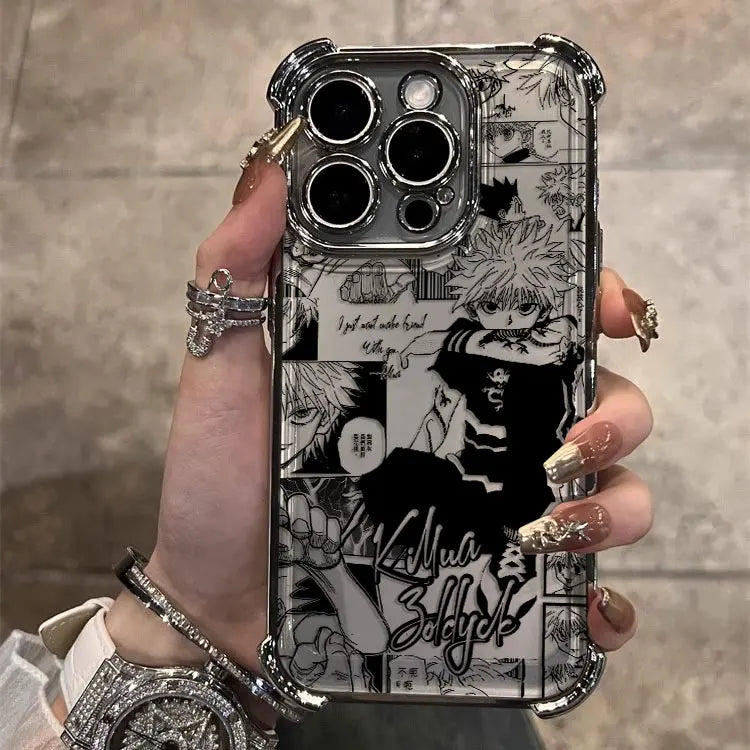 Black Hot Anime HUNTERÃHUNTER Plating Case For Samsung S25 S24 S23 S22 S21 S20 FE Note20 Plus Ultra 4G 5G Anti Fall Airbag Cover