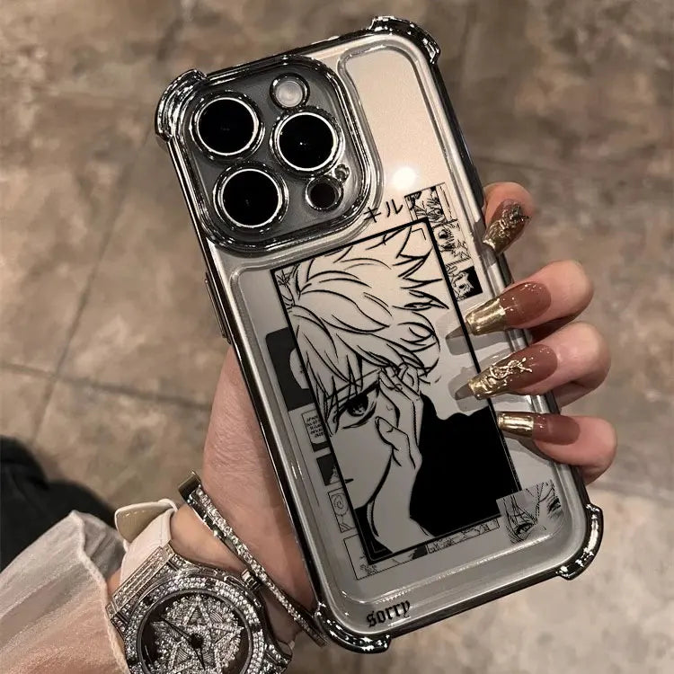 Black Hot Anime HUNTERÃHUNTER Plating Case For Samsung S25 S24 S23 S22 S21 S20 FE Note20 Plus Ultra 4G 5G Anti Fall Airbag Cover