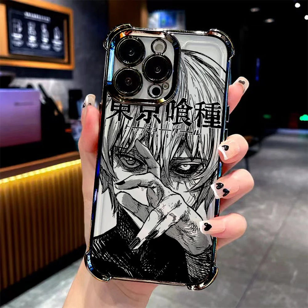 Anime cool Tokyo Ghoul Plating Phone Case For Xiaomi 15 14 13 Poco F4 F5 X7 X6 X5 X3 Pro Ultra 4G 5G Anti Fall Airbag Back Cover