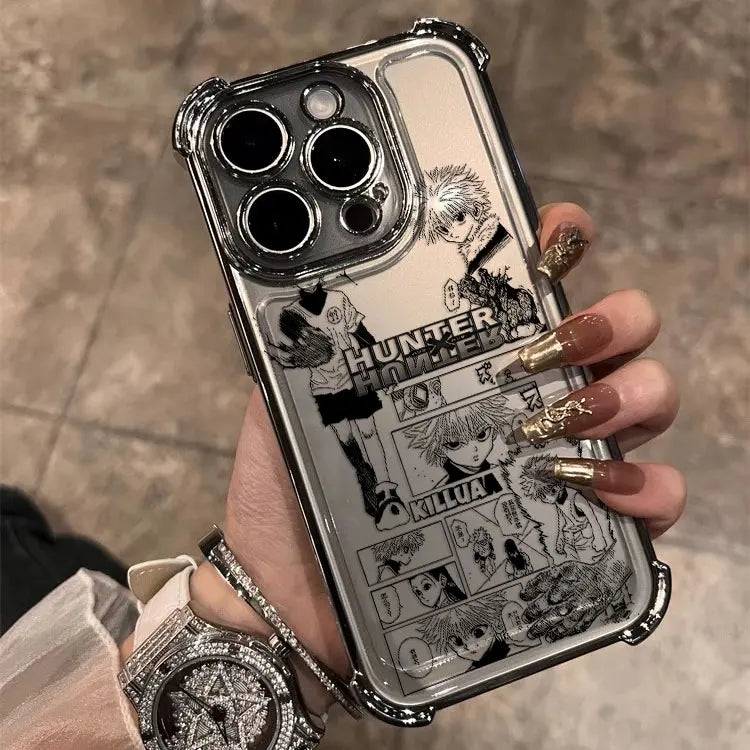 Black Hot Anime HUNTERÃHUNTER Plating Case For Samsung S25 S24 S23 S22 S21 S20 FE Note20 Plus Ultra 4G 5G Anti Fall Airbag Cover