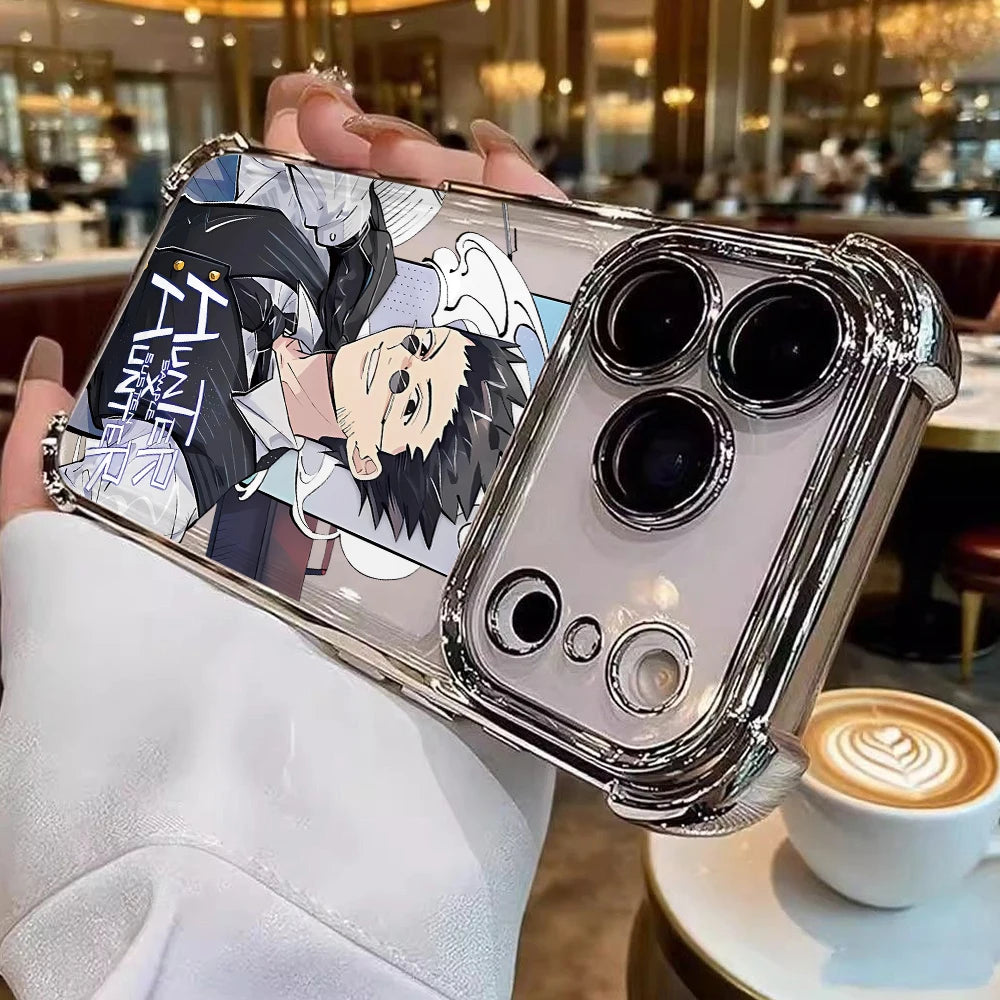 Hot HUNTERSÃHUNTERS KilluaS Plating Phone Case For iPhone 17 17e 16e 16 15 14 13 12 11 Pro Max X Mini Air Plus Anti-Fall Airabag