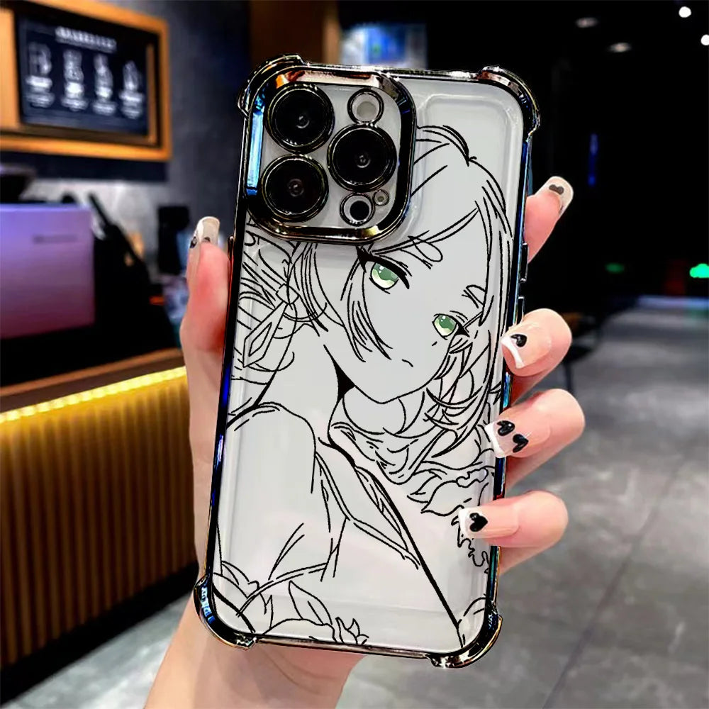 Hot Japan Anime Comics Frieren Plating Phone Case For iPhone 16e 16 15 14 13 12 11 Pro Max X XR 7 8 6 Mini Plus Anti-Fall Cover