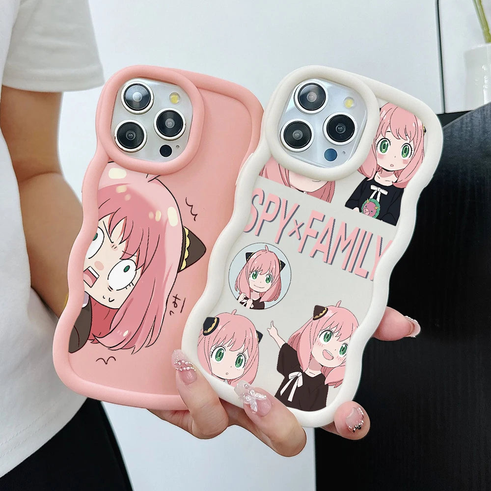 SPYÃFAMILY Anya Forger Phone Case for iPhone 16 16e 15 14 Plus 13 12 11 iPhone16 Pro Max X Xs XR 7 8 e Wave Soft Capa CASE Funda