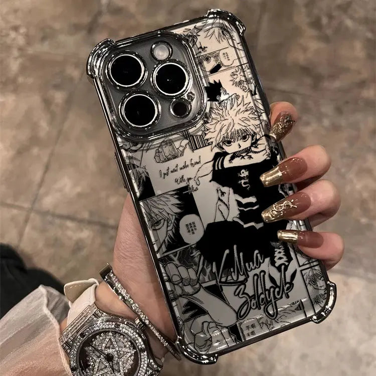Black Hot Anime HUNTERÃHUNTER Plating Case For Samsung S25 S24 S23 S22 S21 S20 FE Note20 Plus Ultra 4G 5G Anti Fall Airbag Cover