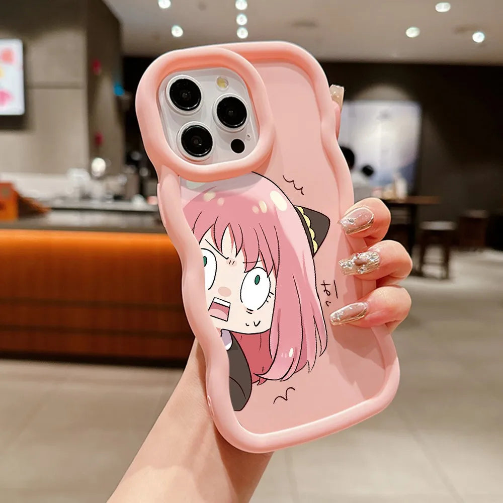 SPYÃFAMILY Anya Forger Phone Case for iPhone 16 16e 15 14 Plus 13 12 11 iPhone16 Pro Max X Xs XR 7 8 e Wave Soft Capa CASE Funda