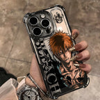New HotAnime Cool BLEACH Plating Case For iPhone 16 15 14 13 12 11 Pro Max X XR XSMax 7 8 6 Plus Anti-Fall Airabag Back Cover