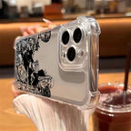 Black Anime JoJo's Bizarre Adventure Phone Case For iPhone 16 15 14 13 12 Mini Pro Max X XR XSMax 7 8 Plus Anti Fall Transparent