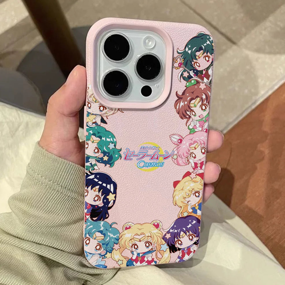 Anime S-Sailors M-Moons Lichee leather pattern Phone Case For Samsung S26 S25 S24 S23 S22 S21 S20 S10 Plus FE Ultra 4G 5G