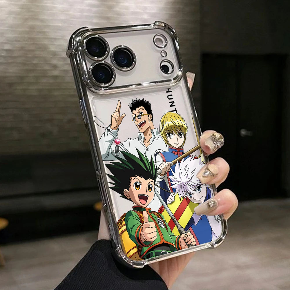 Hot HUNTERSÃHUNTERS KilluaS Plating Phone Case For iPhone 17 17e 16e 16 15 14 13 12 11 Pro Max X Mini Air Plus Anti-Fall Airabag