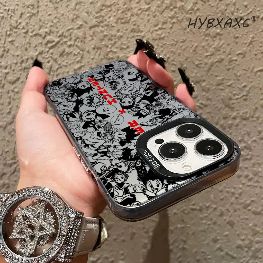 Black HUNTERÃHUNTER Hot Anime Phone Case FOR IPhone 17 16 15 Pro MAX 14 13 12 16e 15Pro Plus Shell 17Air Silver Shell IMD Covers