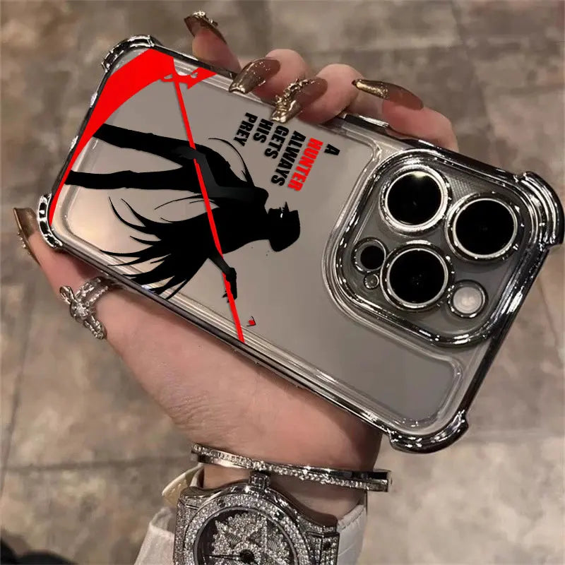 Black Hot Anime HUNTERÃHUNTER Plating Case For Samsung S25 S24 S23 S22 S21 S20 FE Note20 Plus Ultra 4G 5G Anti Fall Airbag Cover