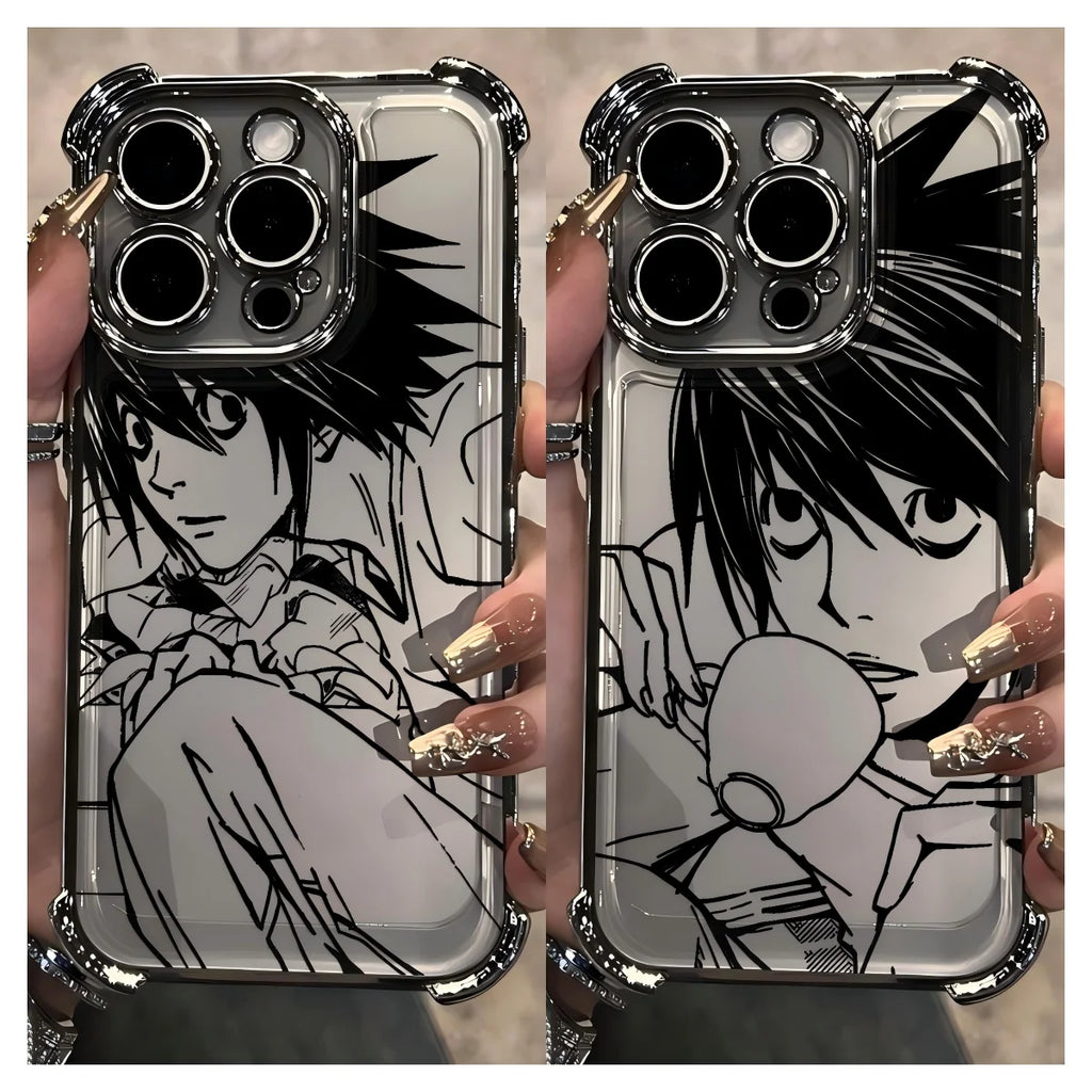 Anime Death Note Plating Phone Case For iPhone 17 17e 16e 16 15 14 13 12 11 Pro Max X XR XSMax 8 Mini Air Plus Anti-Fall Airabag