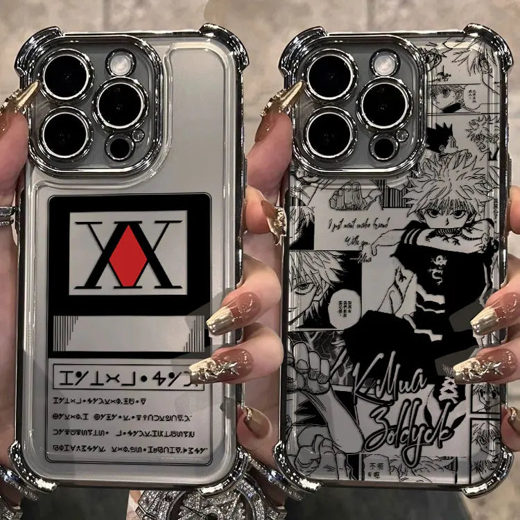 Black Hot Anime HUNTERÃHUNTER Plating Case For Samsung S25 S24 S23 S22 S21 S20 FE Note20 Plus Ultra 4G 5G Anti Fall Airbag Cover
