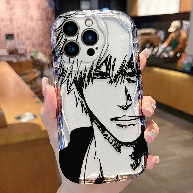 Anime Bleach Wave Case for iPhone 16 15 14 Pro Max 13 12 Mini 11 XS X XR 8 7 Plus SE 2022 2020 Soft Shockproof Back Cover Funda