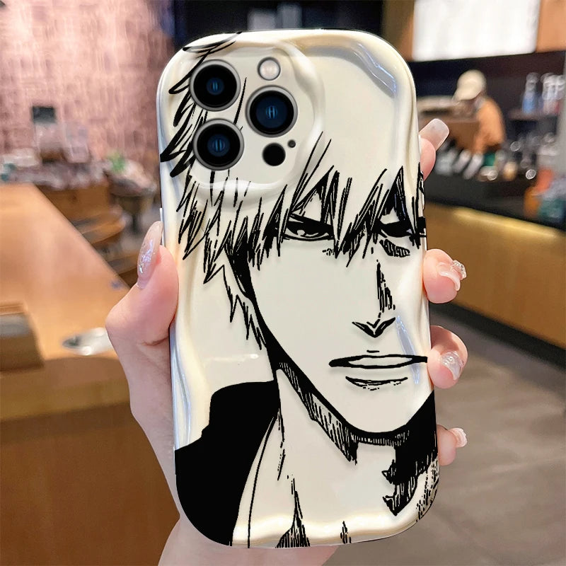 Anime Bleach Wave Case for iPhone 16 15 14 Pro Max 13 12 Mini 11 XS X XR 8 7 Plus SE 2022 2020 Soft Shockproof Back Cover Funda