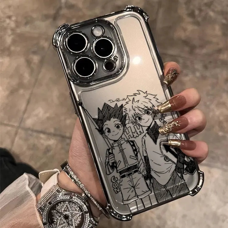 Black Hot Anime HUNTERÃHUNTER Plating Case For Samsung S25 S24 S23 S22 S21 S20 FE Note20 Plus Ultra 4G 5G Anti Fall Airbag Cover