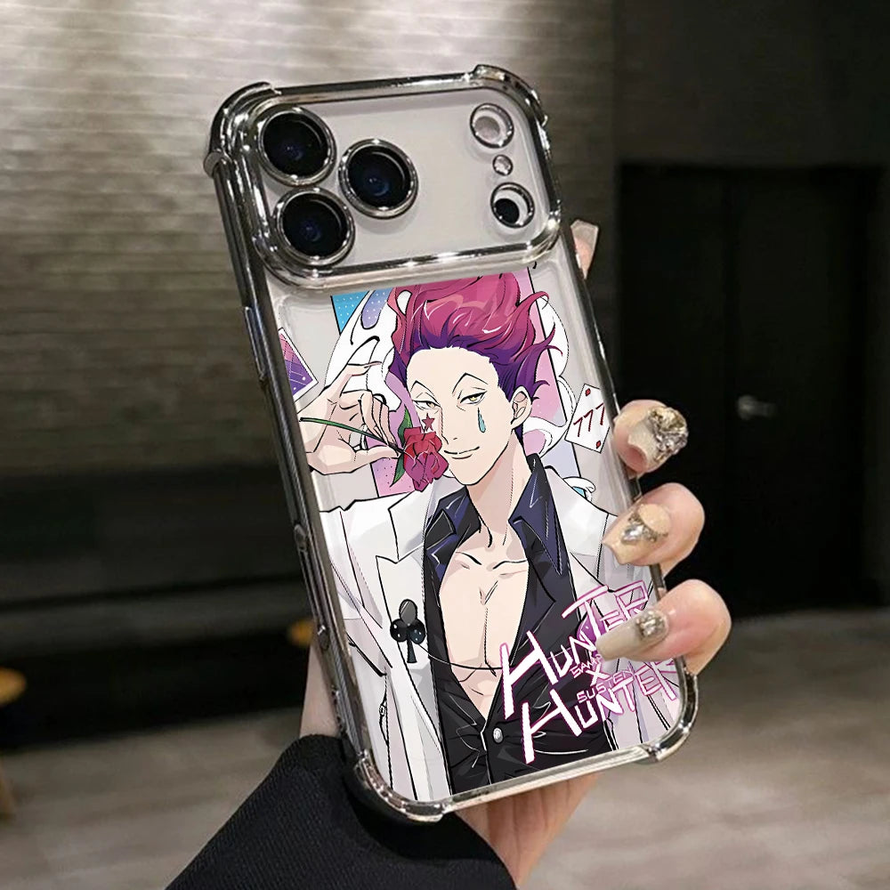 Hot HUNTERSÃHUNTERS KilluaS Plating Phone Case For iPhone 17 17e 16e 16 15 14 13 12 11 Pro Max X Mini Air Plus Anti-Fall Airabag