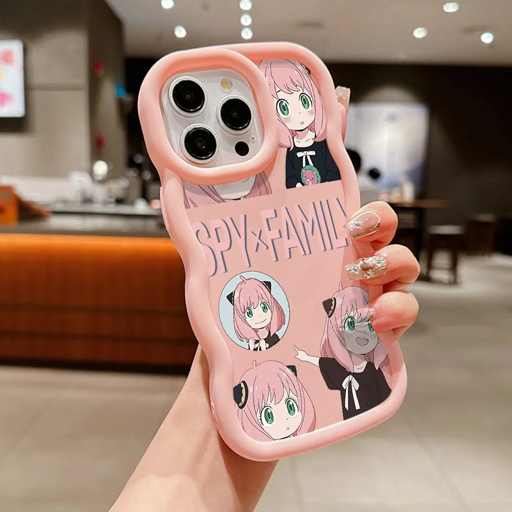 SPYÃFAMILY Anya Forger Phone Case for iPhone 16 16e 15 14 Plus 13 12 11 iPhone16 Pro Max X Xs XR 7 8 e Wave Soft Capa CASE Funda