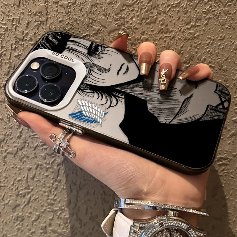 Eren Yeager Attack on Titan Plating Case for iPhone 17 Air 16 15 11 12 14 13 Pro Max XS X XR Plus 8 7 SE 2020 Shockproof Cover