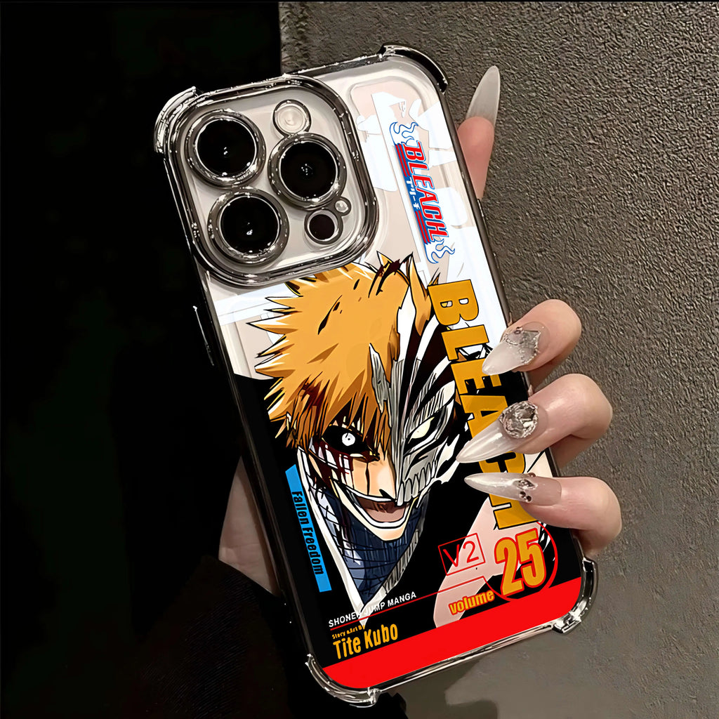 Hot Anime B-Bleachs IchigoesPlating Case for IPhone 16 15 14 13 12 11 Pro Max X XR XSMax 7 8 6 Plus Anti-Fall Airabag Back Cover