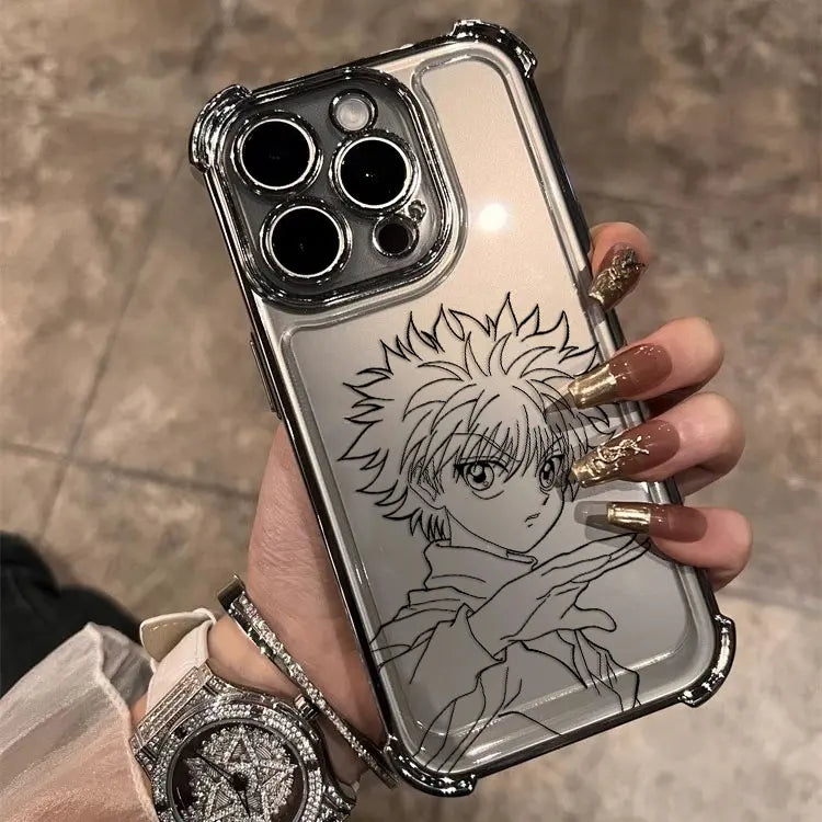 Black Hot Anime HUNTERÃHUNTER Plating Case For Samsung S25 S24 S23 S22 S21 S20 FE Note20 Plus Ultra 4G 5G Anti Fall Airbag Cover